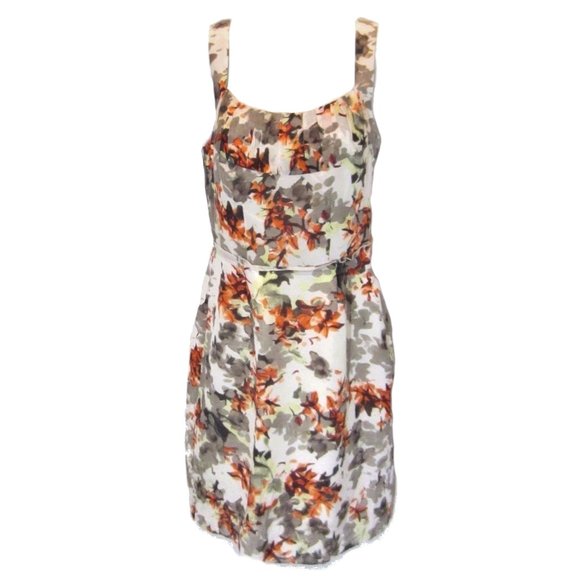 BANANA REPUBLIC Silk blend Dress sz 0 - Orange Blossom Sleeveless Pleated - Picture 1 of 8